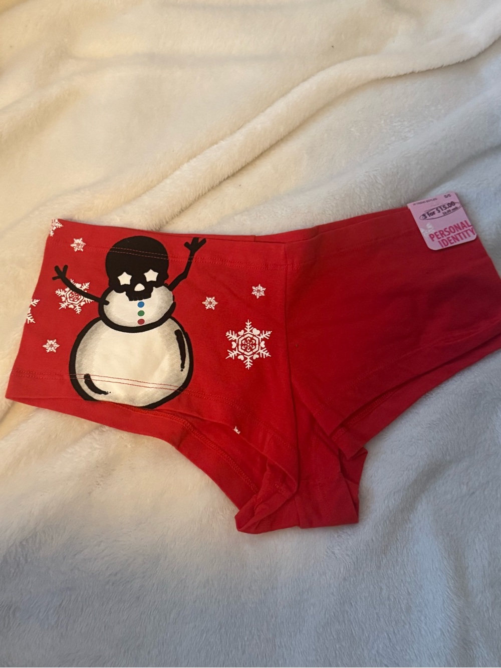 Red women’s skullSnowman Holiday boy short underwear